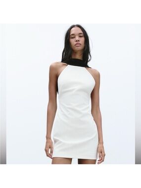 Zara contrasting short dress in white and black size L